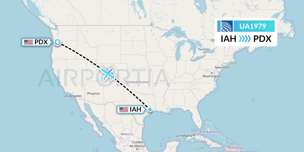 UA1979 United Airlines Flight Map: Houston to Portland