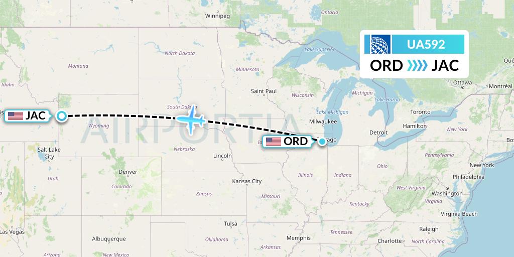 UA592 United Airlines Flight Map: Chicago to Jackson