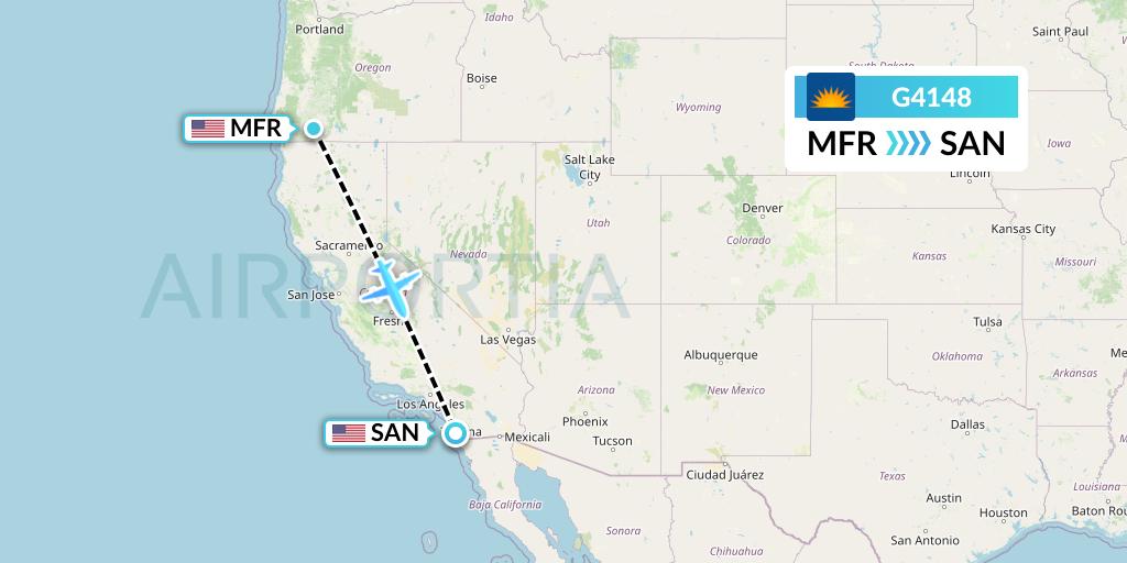 G4148 Allegiant Air Flight Map: Medford to San Diego