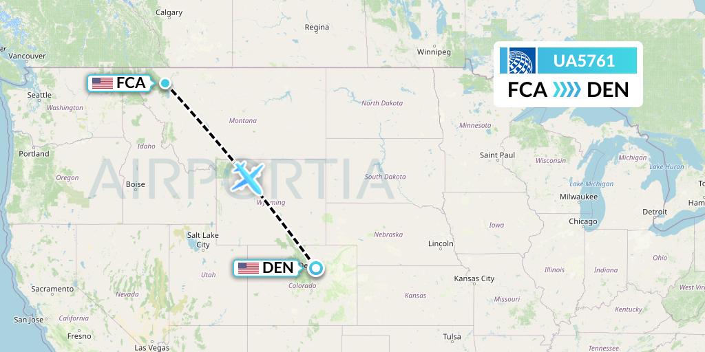 UA5761 United Airlines Flight Map: Kalispell to Denver