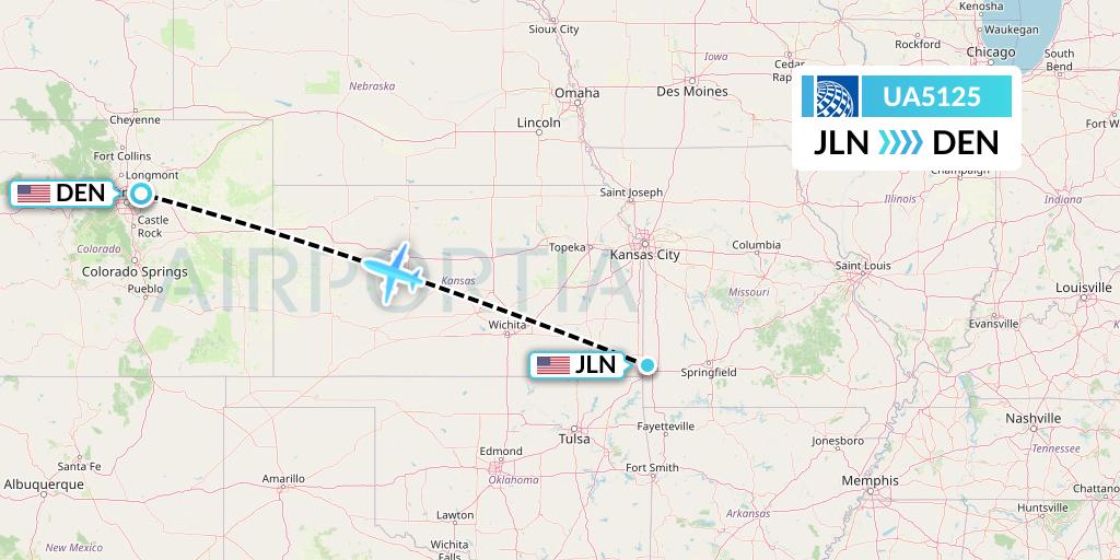 UA5125 United Airlines Flight Map: Joplin to Denver