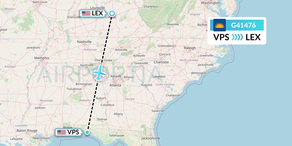 G41476 Allegiant Air Flight Map: Valparaiso to Lexington