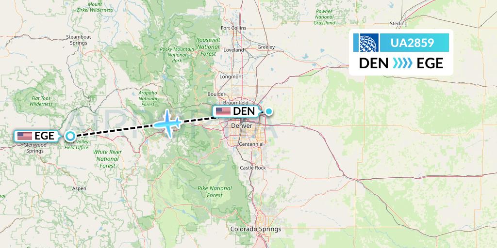 UA2859 United Airlines Flight Map: Denver to Eagle