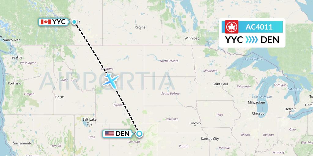 AC4011 Air Canada Flight Map: Calgary to Denver