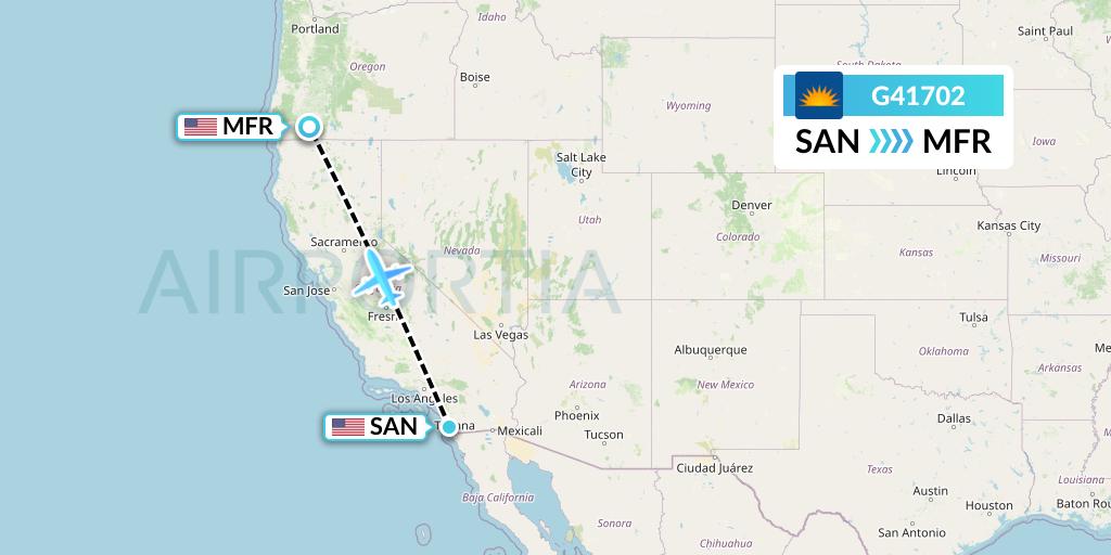 G41702 Allegiant Air Flight Map: San Diego to Medford