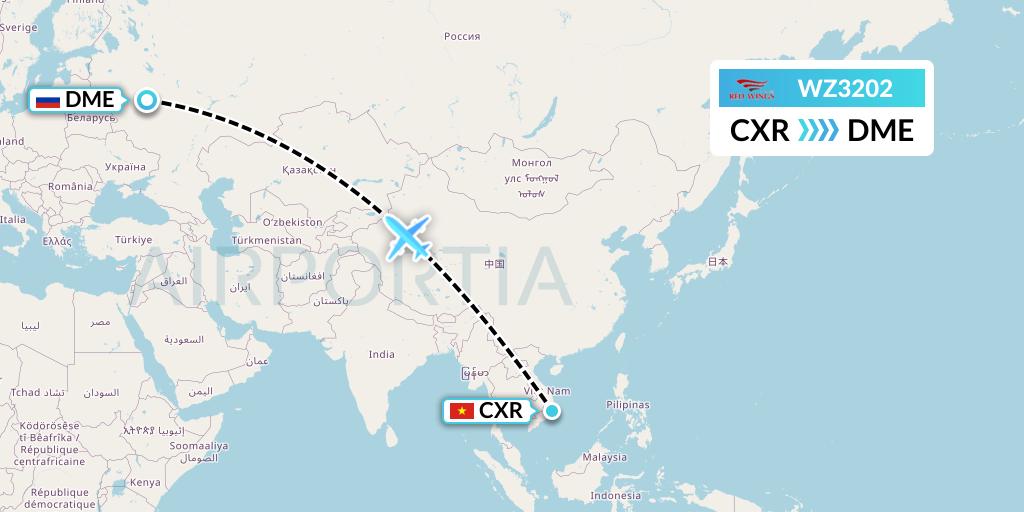 WZ3202 Red Wings Flight Map: Nha Trang to Moscow