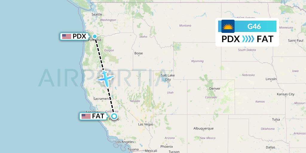 G46 Allegiant Air Flight Map: Portland to Fresno