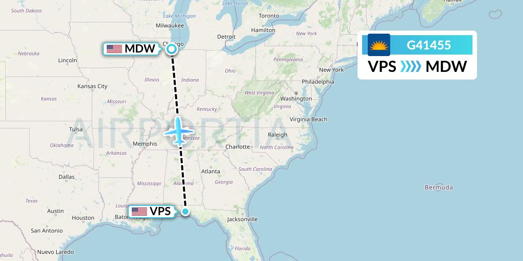 G41455 Allegiant Air Flight Map: Valparaiso to Chicago