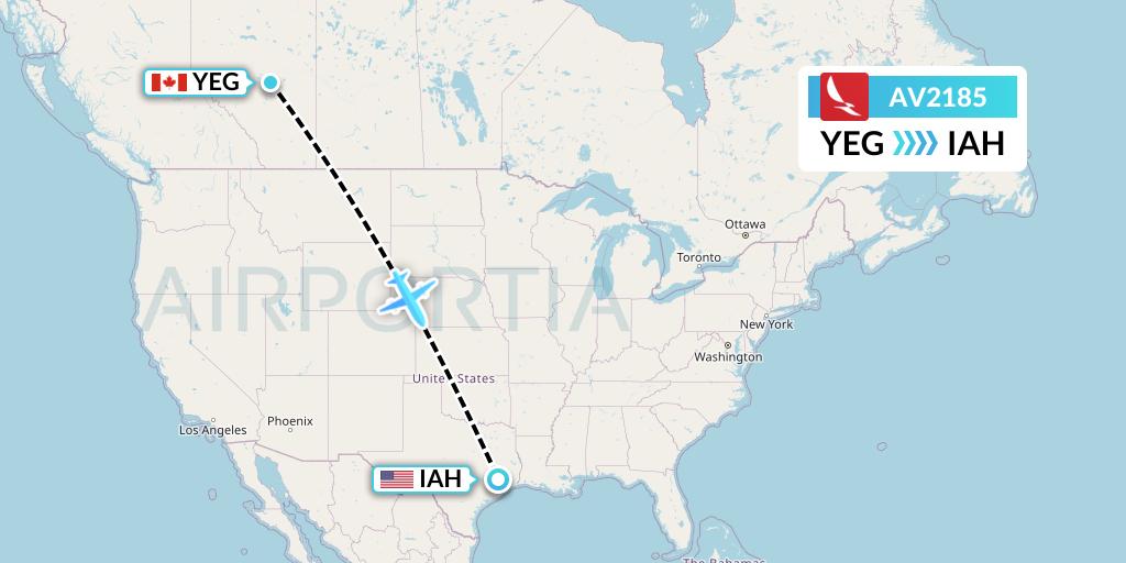 AV2185 Avianca Flight Map: Edmonton to Houston