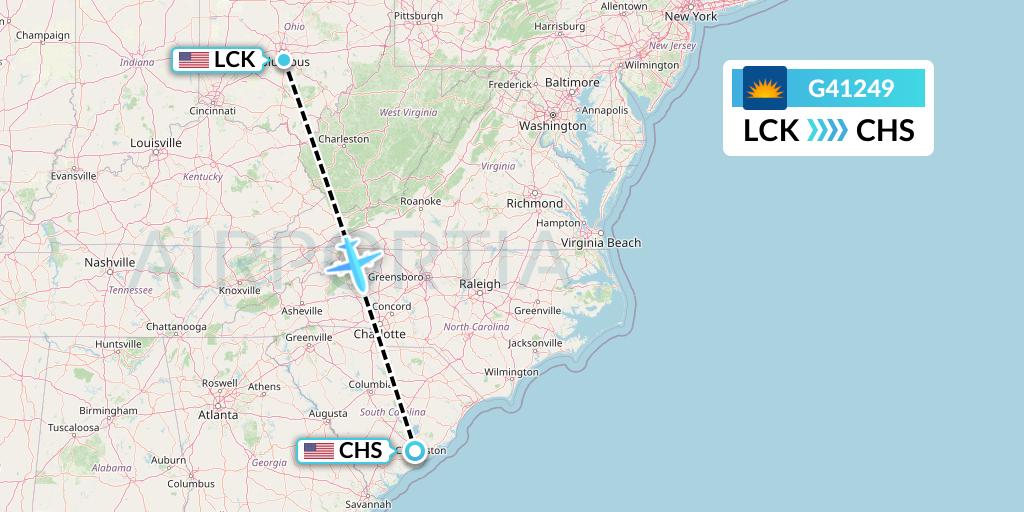 G41249 Allegiant Air Flight Map: Columbus to Charleston