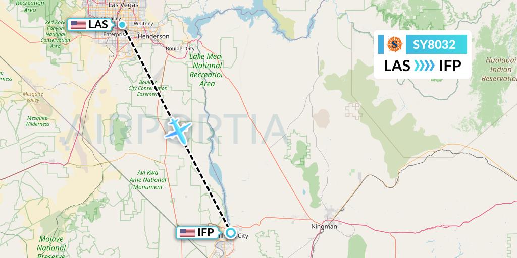 SY8032 Sun Country Airlines Flight Map: Las Vegas to Bullhead City