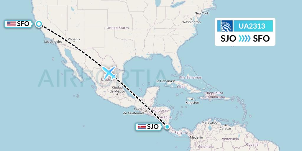 UA2313 United Airlines Flight Map: San Jose to San Francisco
