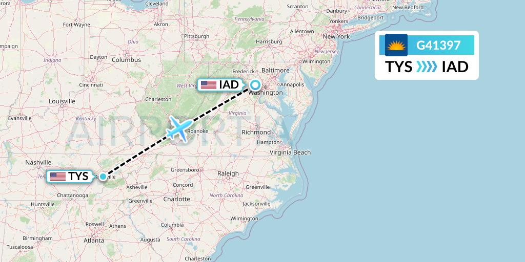 G41397 Allegiant Air Flight Map: Knoxville to Washington