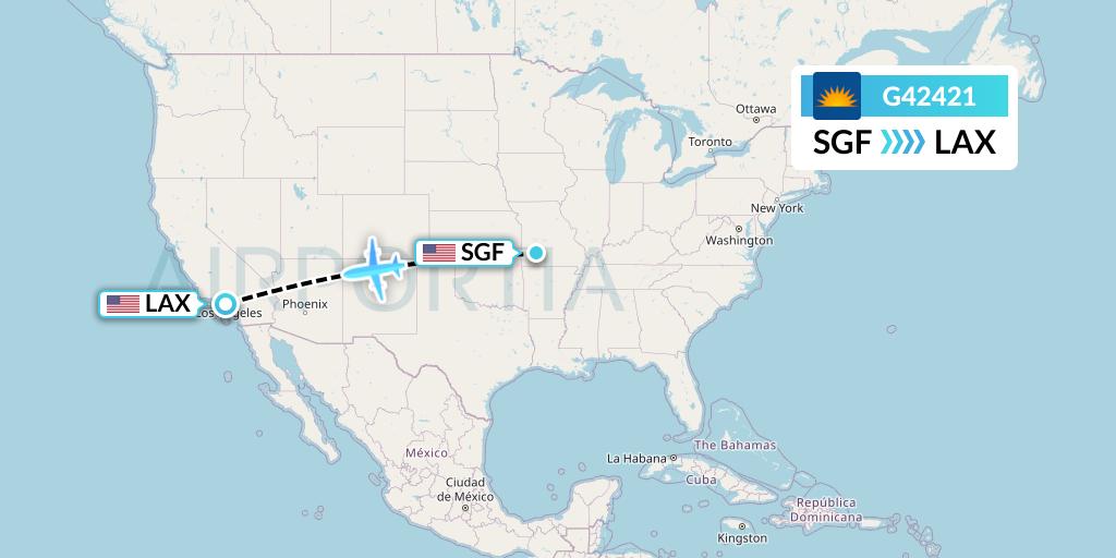 G42421 Allegiant Air Flight Map: Springfield to Los Angeles