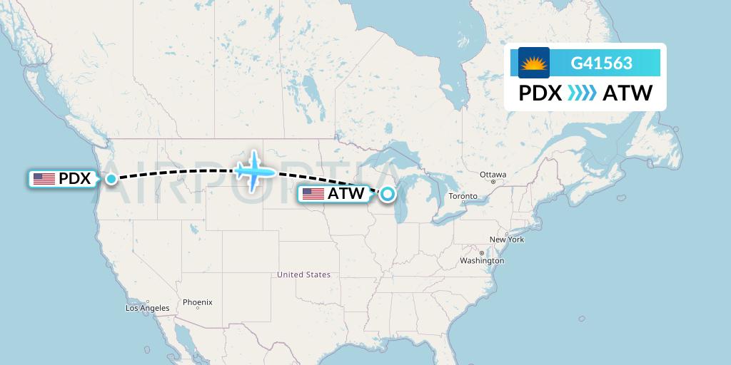 G41563 Allegiant Air Flight Map: Portland to Appleton