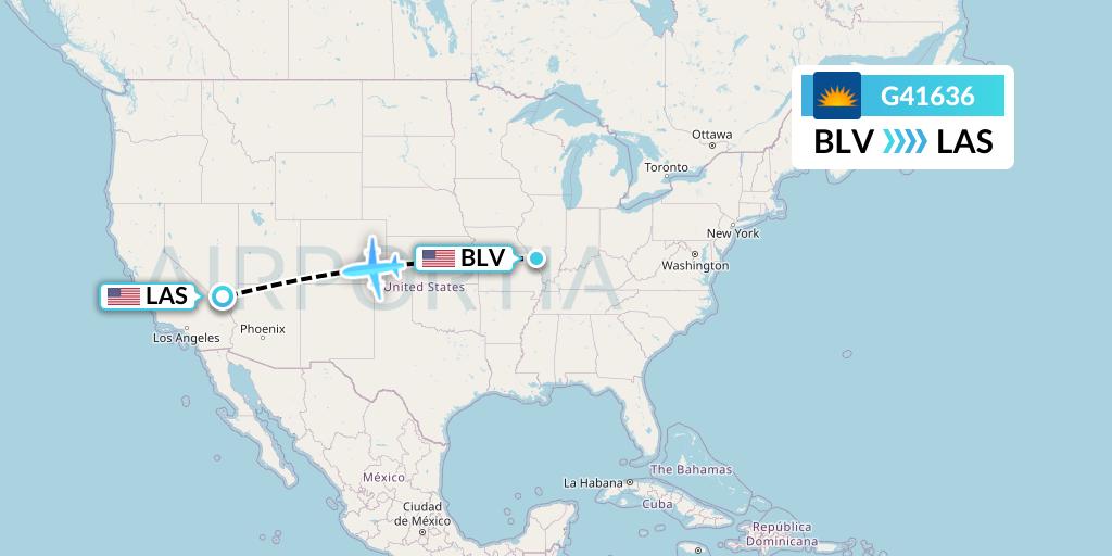 G41636 Allegiant Air Flight Map: Belleville to Las Vegas