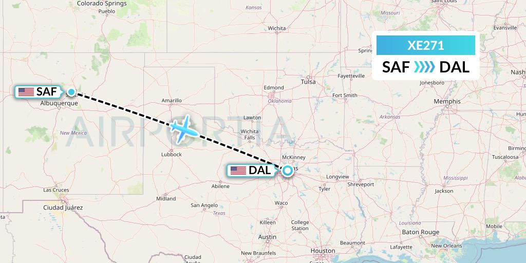 XE271 Jsx Flight Map: Santa Fe to Dallas