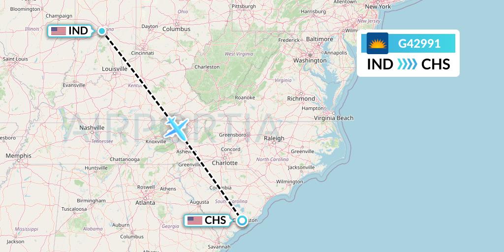 G42991 Allegiant Air Flight Map: Indianapolis to Charleston