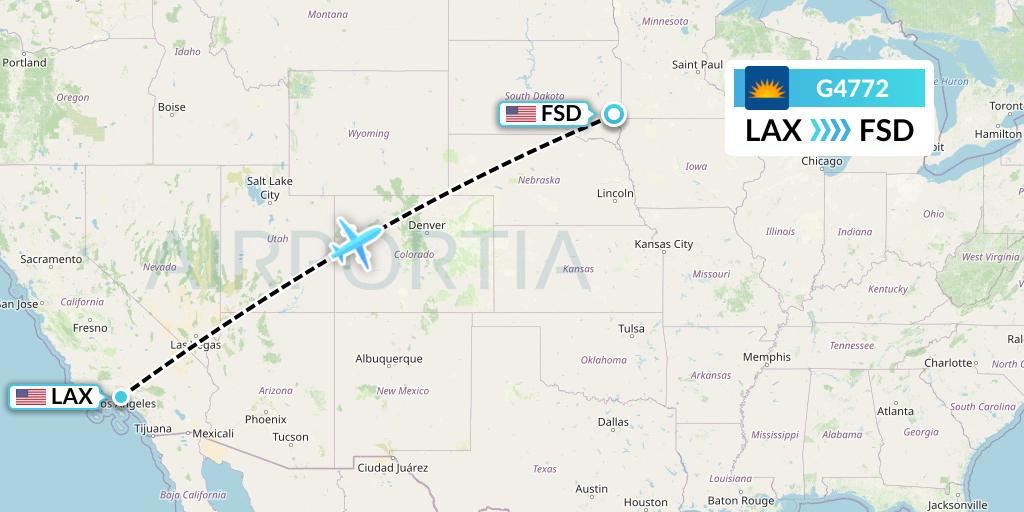 G4772 Allegiant Air Flight Map: Los Angeles to Sioux Falls