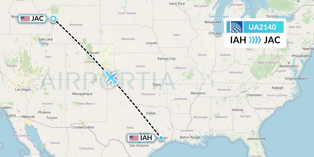 UA2140 United Airlines Flight Map: Houston to Jackson