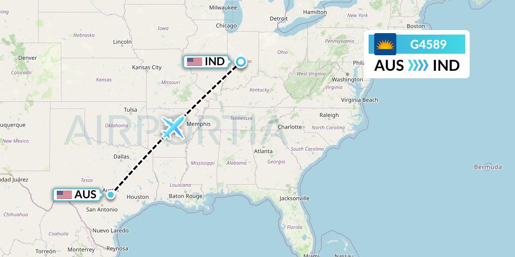 G4589 Allegiant Air Flight Map: Austin to Indianapolis