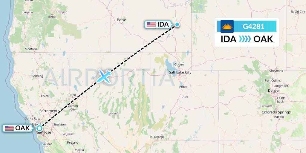 G4281 Allegiant Air Flight Map: Idaho Falls to Oakland