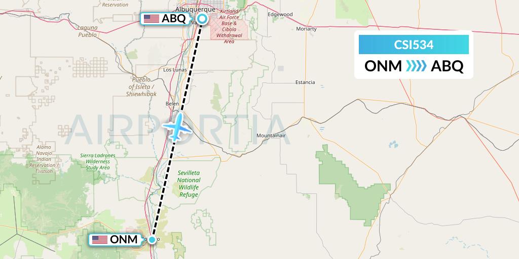 CSI534 Csi Aviation Flight Map: Socorro to Albuquerque