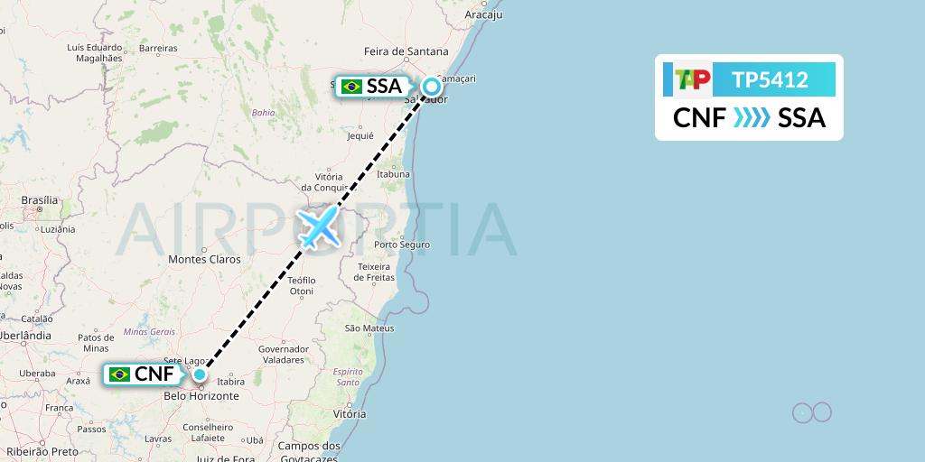 TP5412 Flight Status TAP Portugal: Belo Horizonte to Salvador (TAP5412)