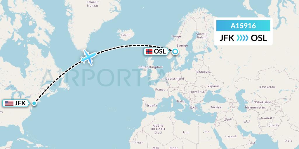 A15916 A.p.g. Distribution Systems Flight Map: New York to Oslo