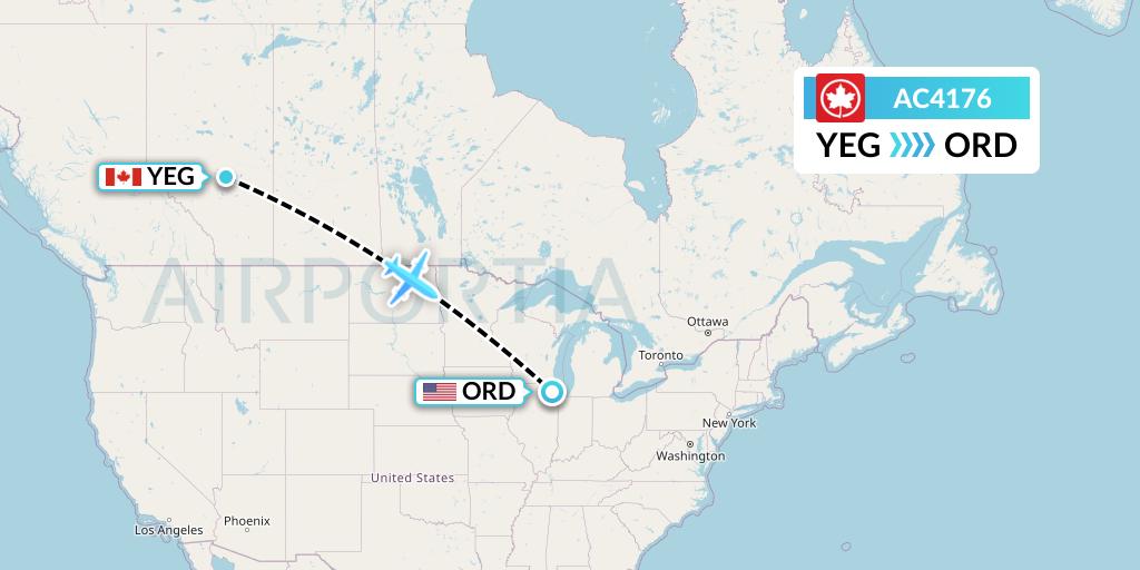 AC4176 Air Canada Flight Map: Edmonton to Chicago