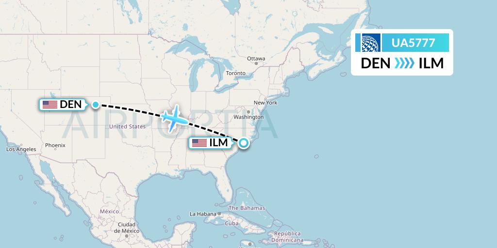 UA5777 United Airlines Flight Map: Denver to Wilmington