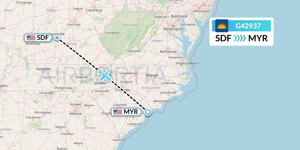 G42937 Allegiant Air Flight Map: Louisville to Myrtle Beach