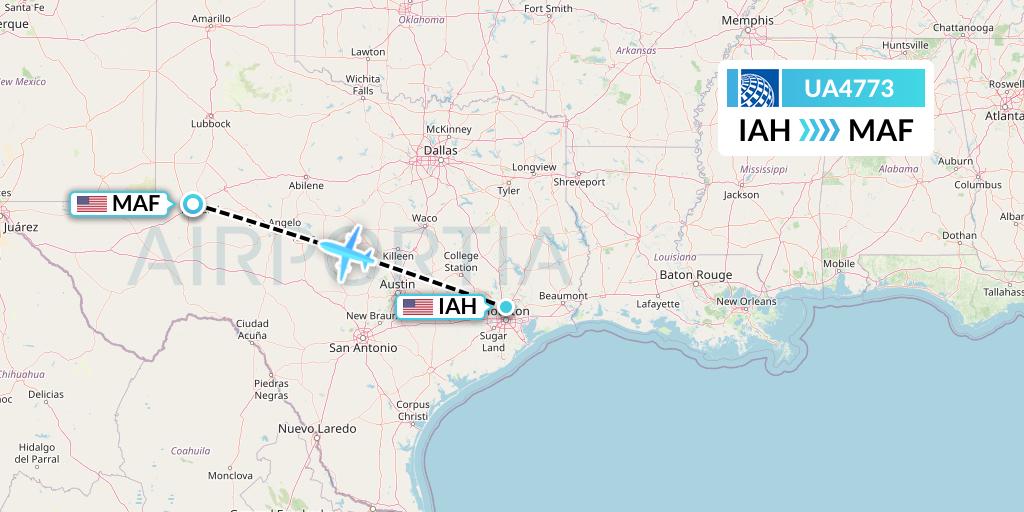 UA4773 United Airlines Flight Map: Houston to Midland