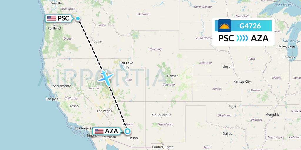 G4726 Allegiant Air Flight Map: Pasco to Phoenix