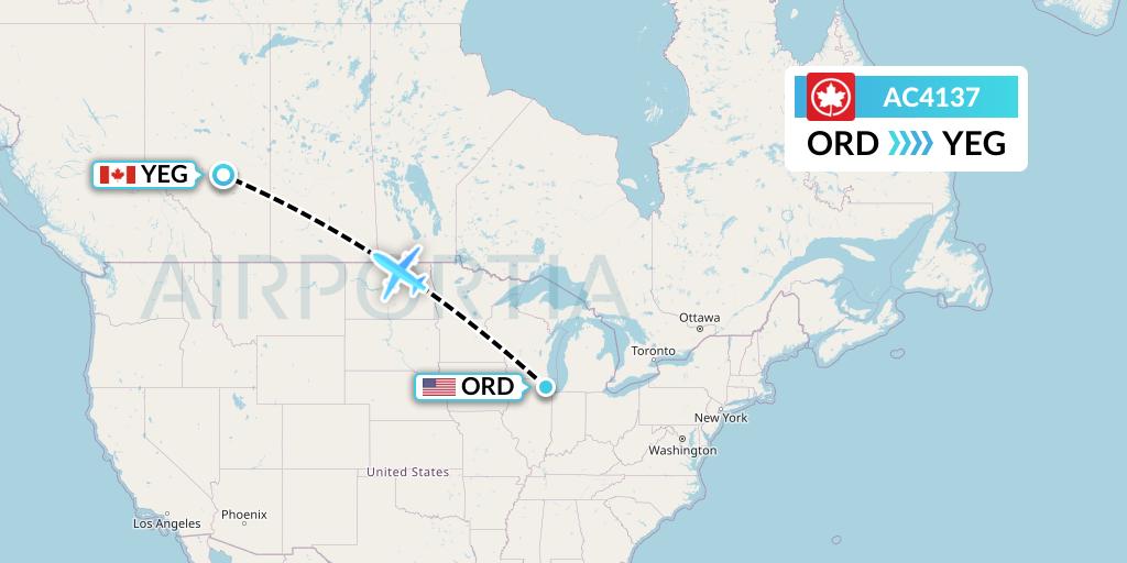 AC4137 Air Canada Flight Map: Chicago to Edmonton