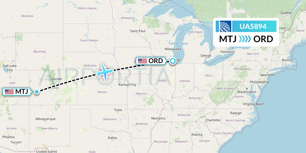 UA5894 United Airlines Flight Map: Montrose to Chicago