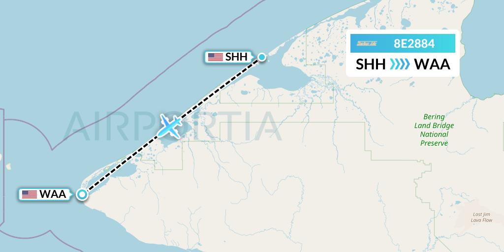 8E2884 Bering Air Flight Map: Shishmaref to Wales