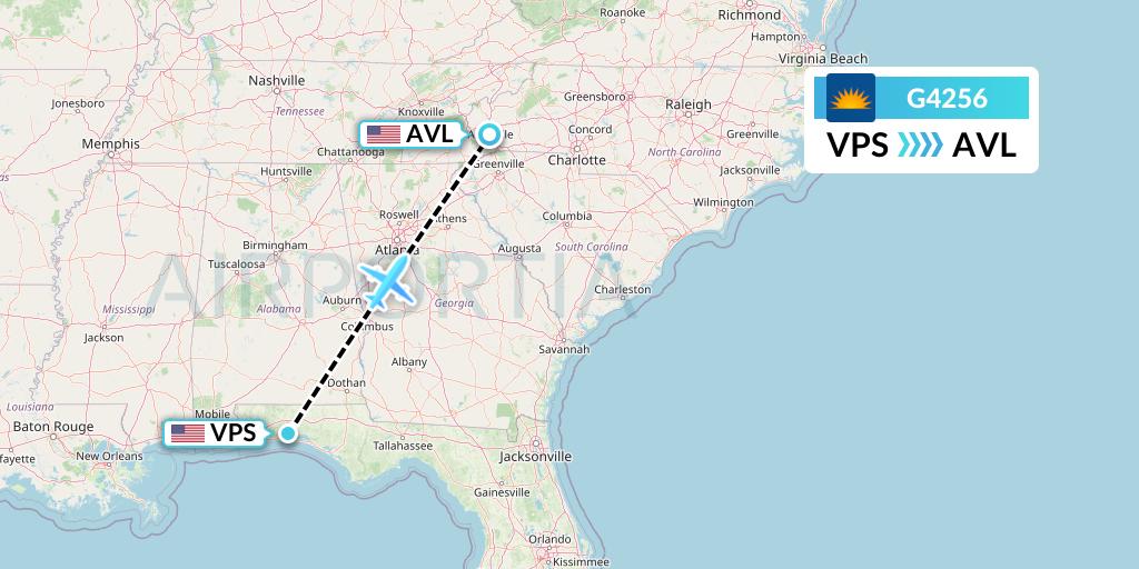 G4256 Allegiant Air Flight Map: Valparaiso to Asheville