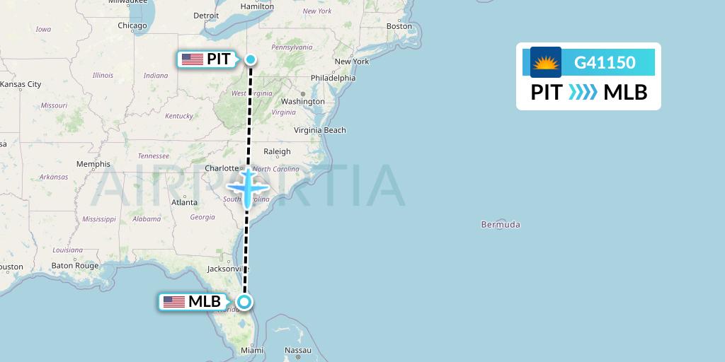 G41150 Allegiant Air Flight Map: Pittsburgh to Melbourne