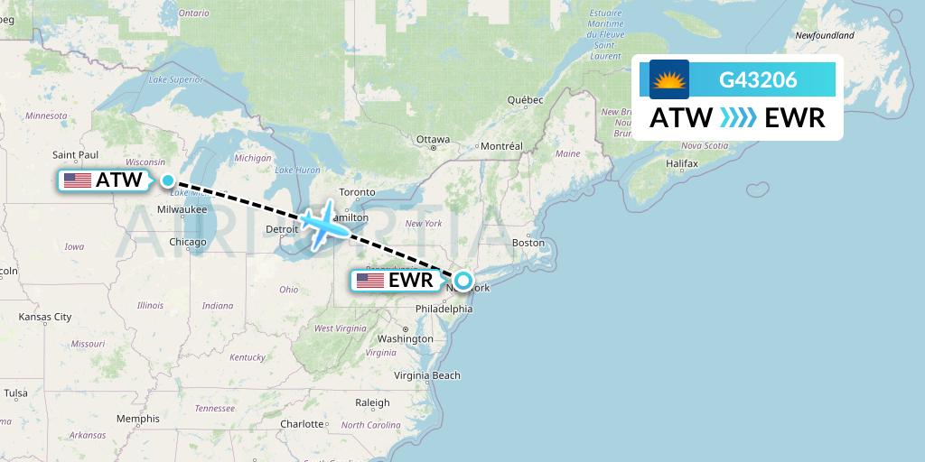 G43206 Allegiant Air Flight Map: Appleton to New York