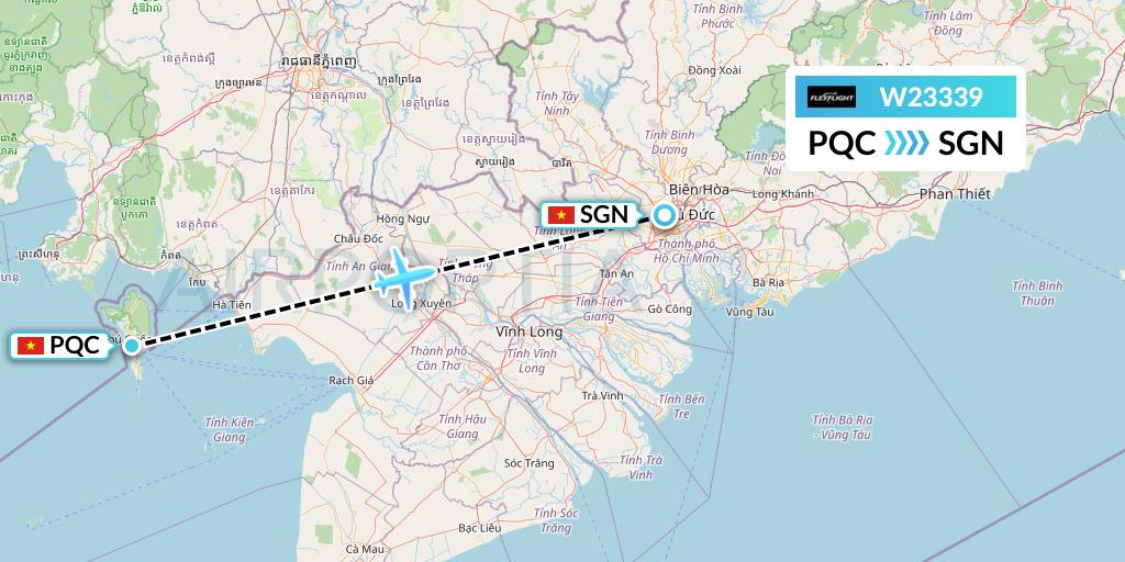 W23339 Flex Flight Flight Map: Phu Quoc to Ho Chi Minh City