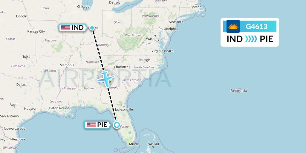 G4613 Allegiant Air Flight Map: Indianapolis to St. Petersburg
