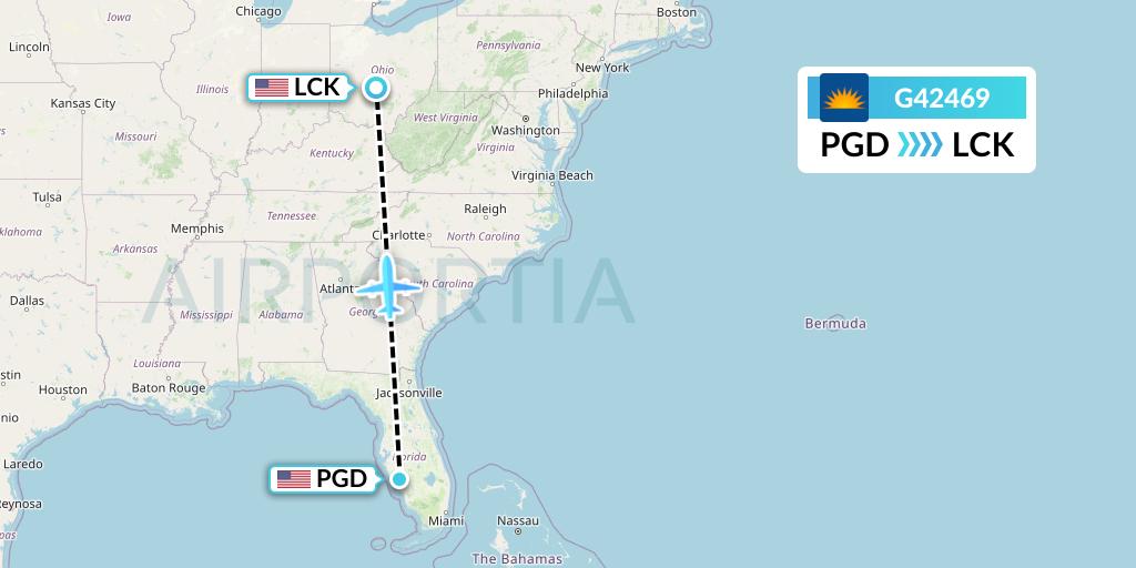 G42469 Allegiant Air Flight Map: Punta Gorda to Columbus