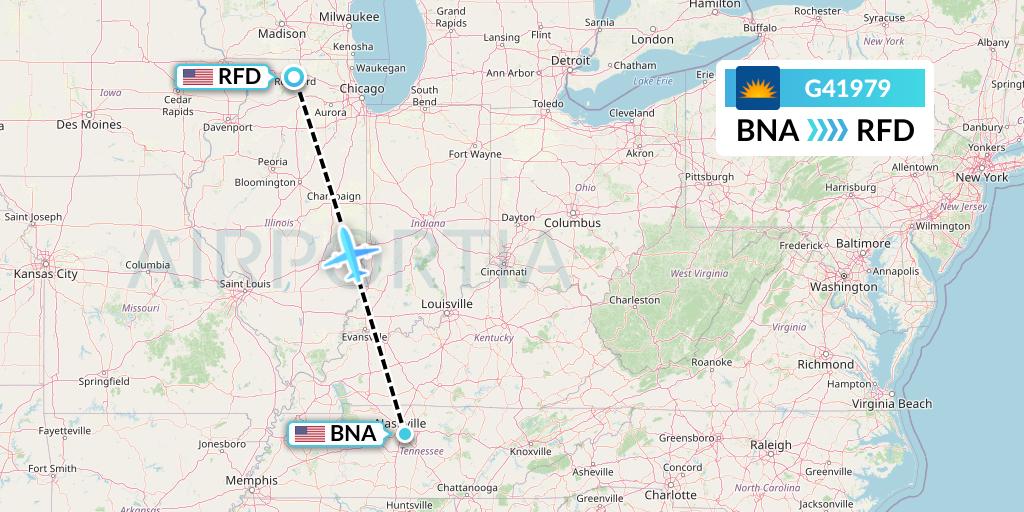 G41979 Allegiant Air Flight Map: Nashville to Chicago