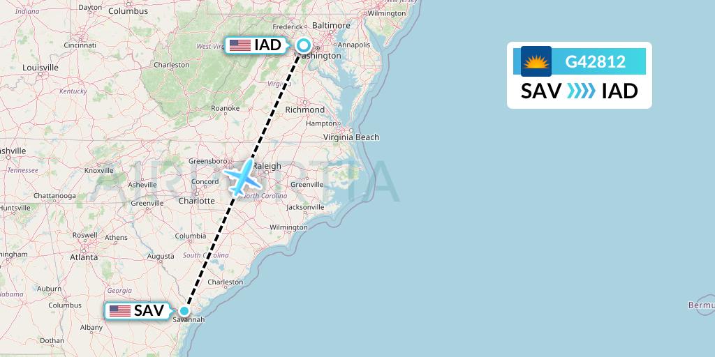 G42812 Allegiant Air Flight Map: Savannah to Washington