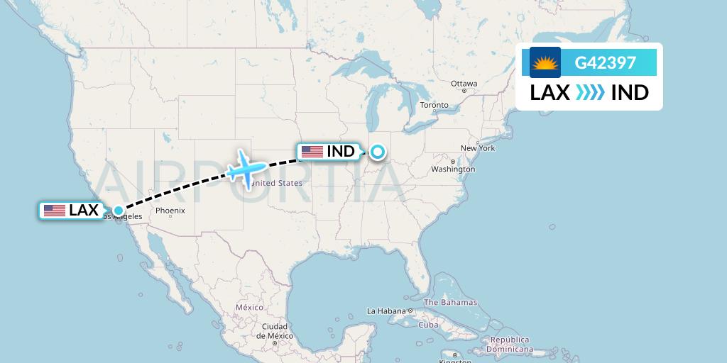 G42397 Allegiant Air Flight Map: Los Angeles to Indianapolis