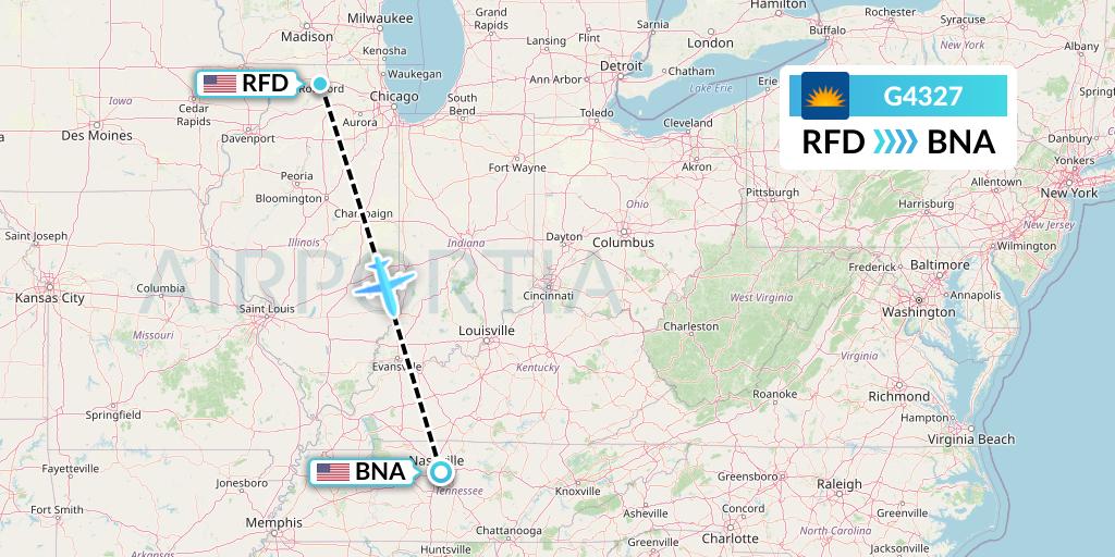 G4327 Allegiant Air Flight Map: Chicago to Nashville