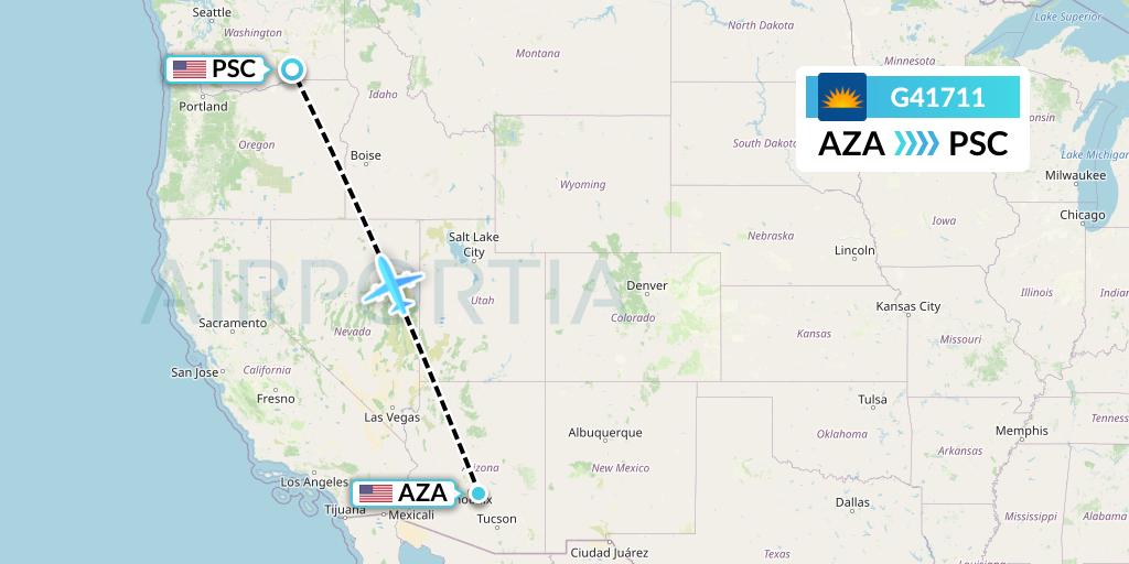 G41711 Allegiant Air Flight Map: Phoenix to Pasco