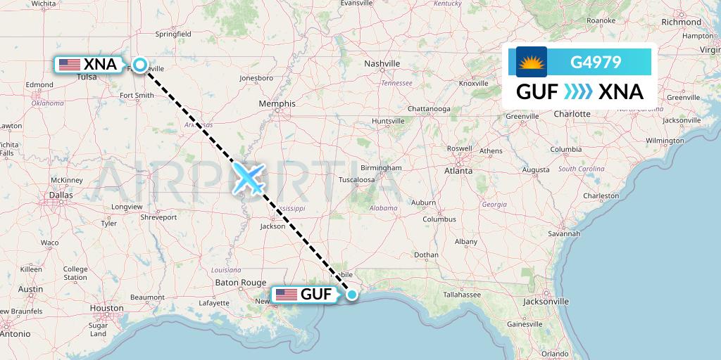 G4979 Allegiant Air Flight Map: Gulf Shores to Bentonville