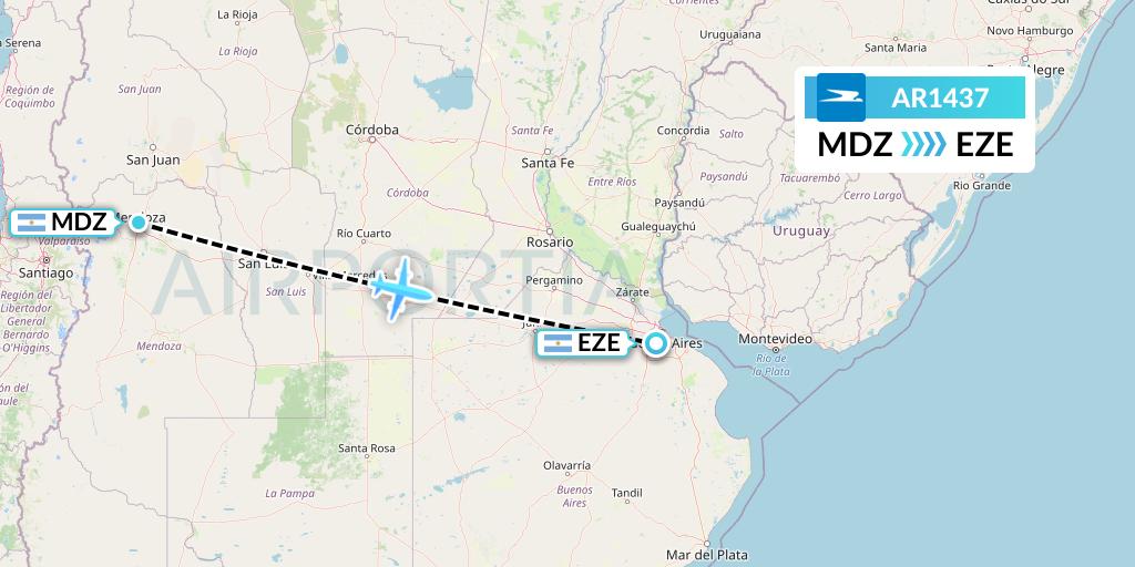AR1437 Aerolineas Argentinas Flight Map: Mendoza to Buenos Aires
